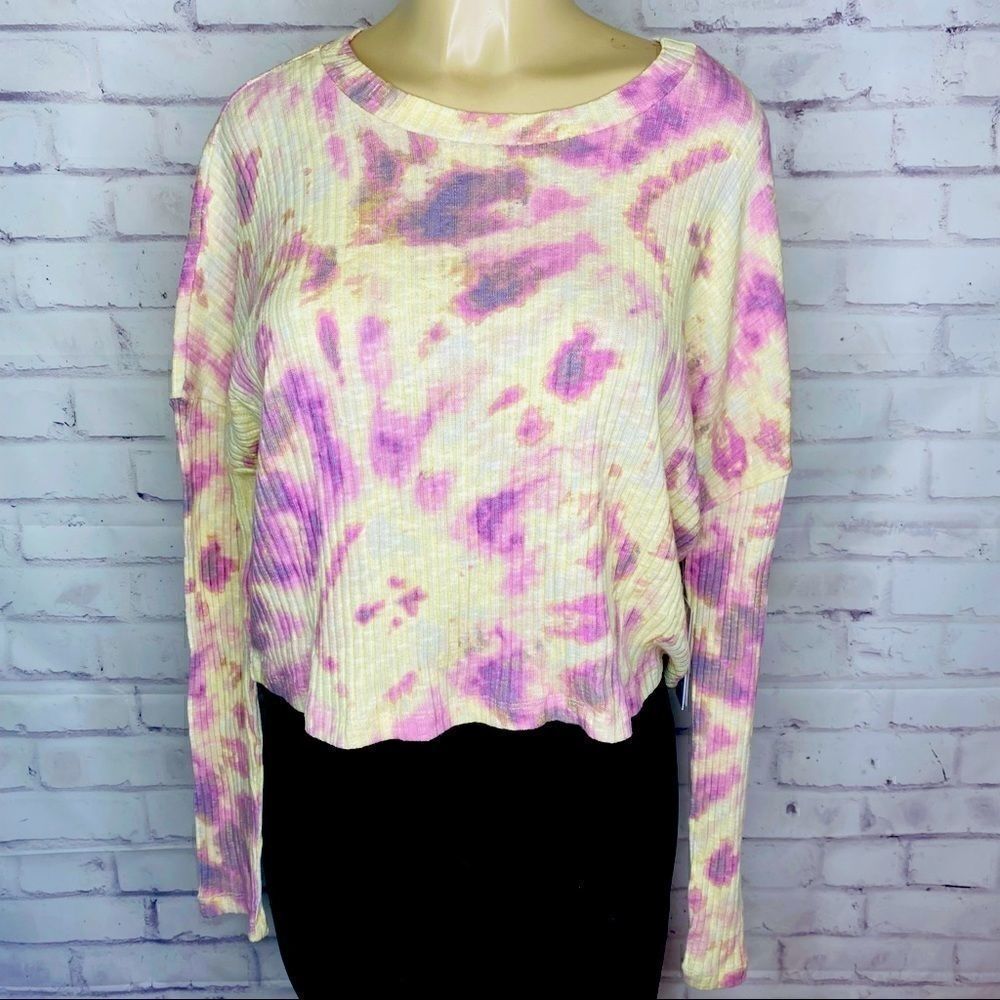 BP Womens Tie dye Ribbed Knit Top Long Sleeve